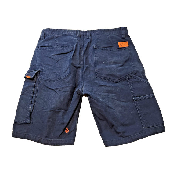 Volcom Workwear Cargo Utility Shorts Blue Orange Men's 34 - Picture 2 of 5